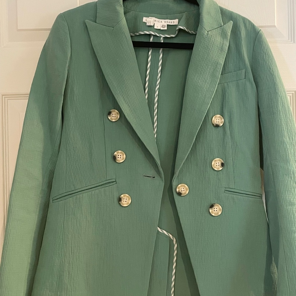 Veronica Beard Mint Double-Breasted Blazer